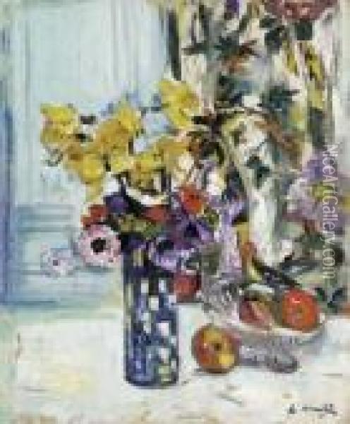Spring Flowers And Fruit Oil Painting - George Leslie Hunter