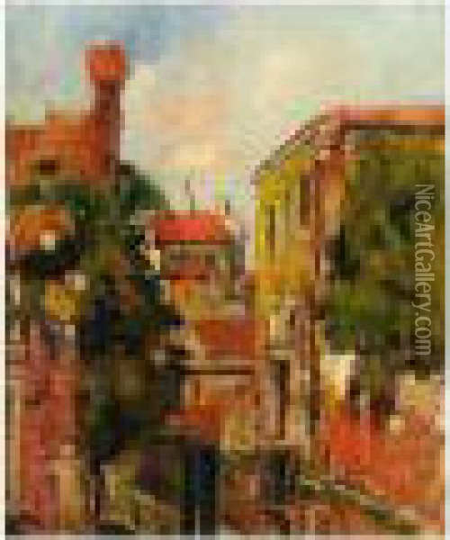 The Old Arsenal In Venice Oil Painting - George Leslie Hunter