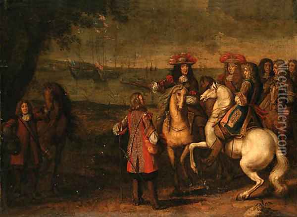 King Charles II and the Duke of York Oil Painting - Adam Frans van der Meulen