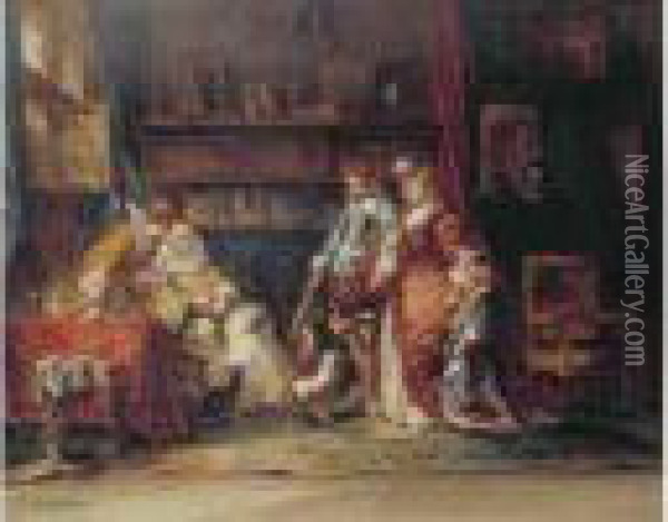 Scene D'histoire Renaissance Oil Painting - Eugene Isabey