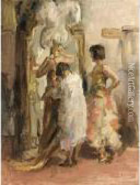 Getting Dressed For The Show At The Scala Theatre, The Hague Oil Painting - Isaac Israels