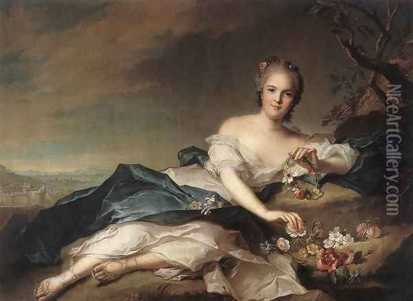 Marie Adelaide of France as Flora 1742 Oil Painting - Jean-Marc Nattier