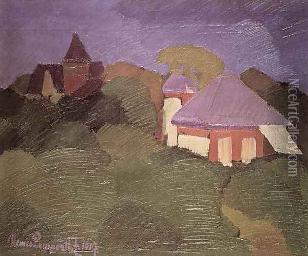 A Villa among Trees 1917 Oil Painting - Jozsef Nemes Lamperth