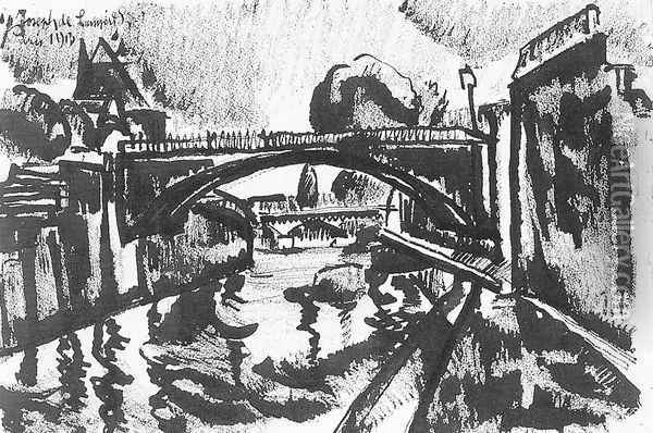 Bridge over the Seine 1913 Oil Painting - Jozsef Nemes Lamperth