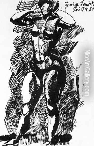 Standing Female Nude 1914 2 Oil Painting - Jozsef Nemes Lamperth