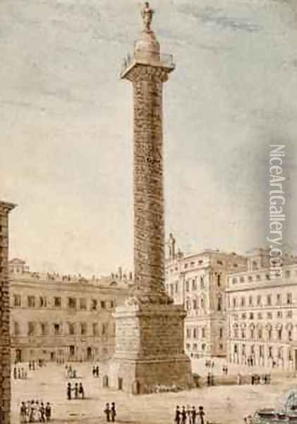 The Column of Marcus Aurelius Rome Oil Painting - Victor Jean Nicolle