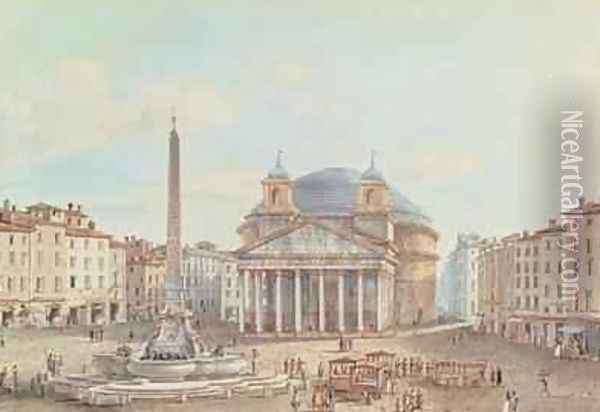 View of the Pantheon Rome Oil Painting - Victor Jean Nicolle