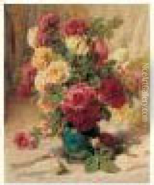 Roses Dans Un Vase Oil Painting - Georges Jeannin