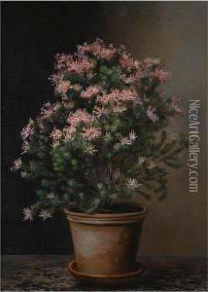 Still Life Af Blomster I En Terracotta Krukke (still Life Offlowers In A Terracotta Pot) Oil Painting - Johan Laurentz Jensen