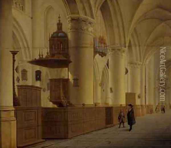 Interior of St Bavo in Haarlem Oil Painting - Isaak Nickelen