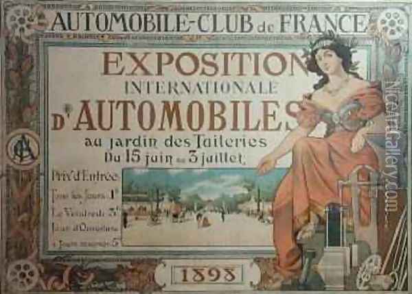 Poster advertising the Exposition Internationale dAutomobiles at the Tuileries Gardens 1898 Oil Painting - A. Nardac