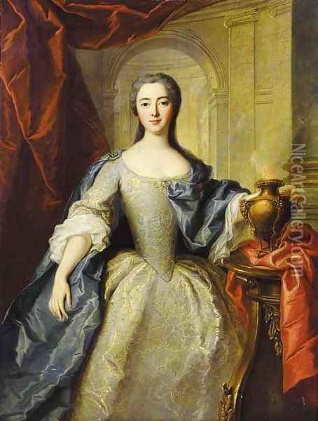 Portrait of a lady, said to be Princess Charlotte-Louise de Rohan-Guemenee (born 1722), as a Vestal Virgin Oil Painting - Jean-Marc Nattier