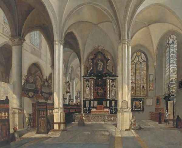 The interior of Saint Jacobs Church, Antwerp Oil Painting - Josephus Christianus Nicolie