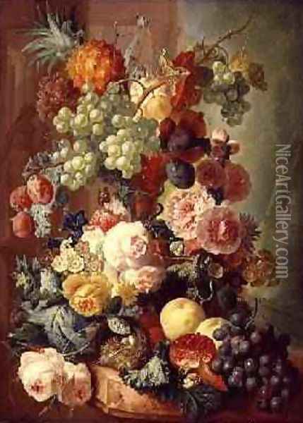 Still Life with Fruit and Flowers Oil Painting - Jan van Os
