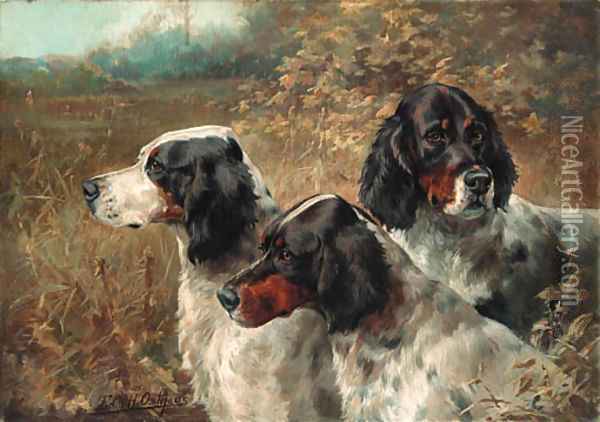Three English Setters Oil Painting - Edmund Henry Osthaus