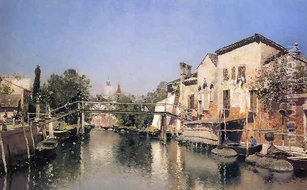 Venetian Canal Scene Oil Painting - Martin Rico y Ortega