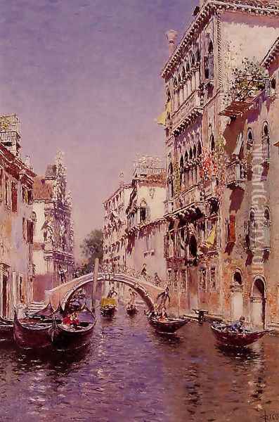 The Sunny Canal Oil Painting - Martin Rico y Ortega