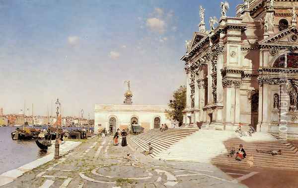 A View of Santa Maria della Salute, Venice Oil Painting - Martin Rico y Ortega
