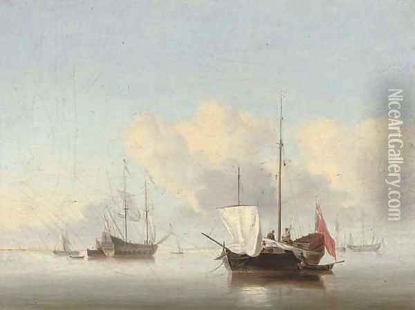 Shipping in a calm Oil Painting - Jan van Os