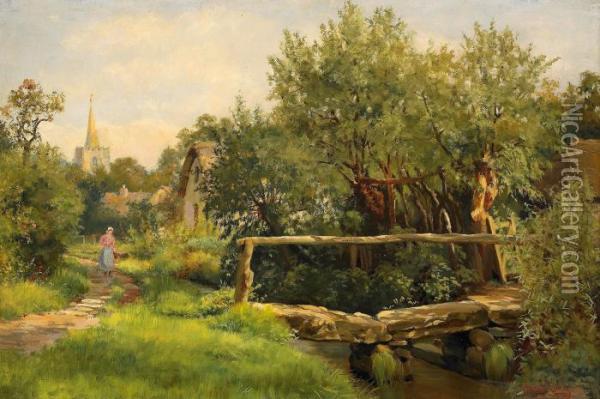 Landskapsidyll Oil Painting - Henry John Yeend King