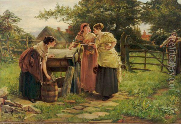 At The Well Oil Painting - Henry John Yeend King