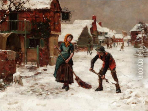 A Winter Wonderland Oil Painting - Henry John Yeend King