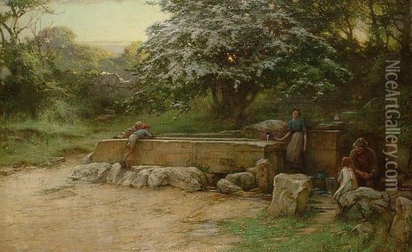 At The Well Oil Painting - Henry John Yeend King