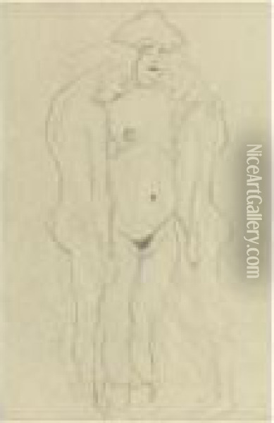 Drei Stehende Frauenakte Oil Painting - Gustav Klimt