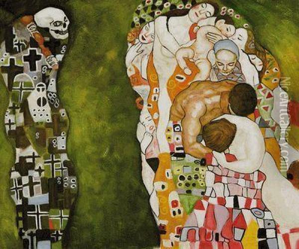 Death And Life Oil Painting - Gustav Klimt
