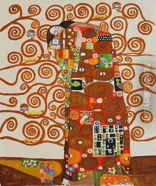 Fulfillment (the Embrace) Oil Painting - Gustav Klimt