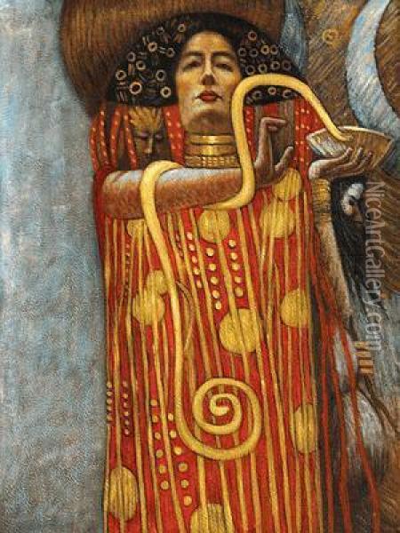 Hygeia (detail From Medicine) Oil Painting - Gustav Klimt