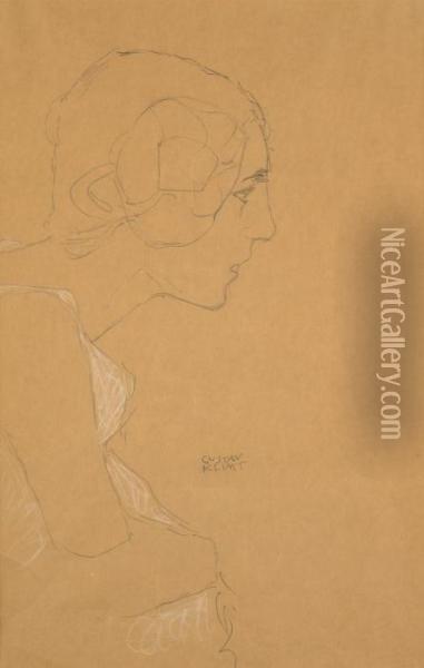 Kniestuck Im Profil Nach Rechts Oil Painting - Gustav Klimt