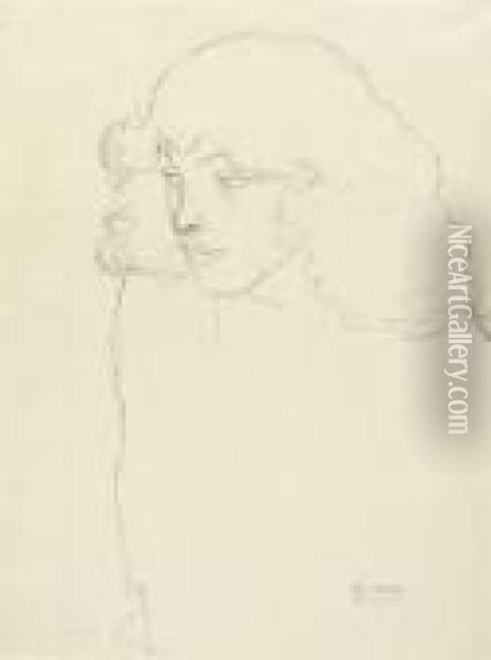 Brustbild Eines Madchens Im Dreiviertelprofil Nach Links Oil Painting - Gustav Klimt