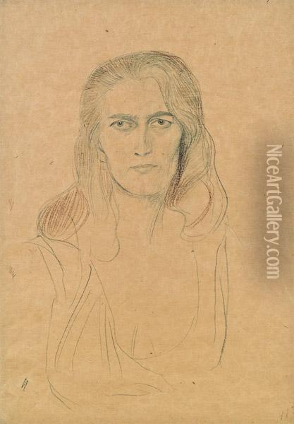 Brustbild Einer Frau Von Vorne Oil Painting - Gustav Klimt