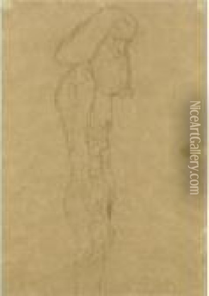 Aufrecht Stehender Greis Nach Rechts (standing Old Man Facing Tothe Right) Oil Painting - Gustav Klimt