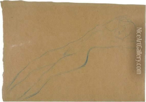 Liegender Weiblicher Akt. 1898 Oil Painting - Gustav Klimt