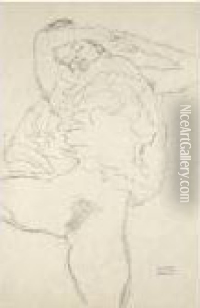 Liegender Halbakt Mit Gespreizten Beinen
 (reclining Semi-nude With Spread Legs) Oil Painting - Gustav Klimt
