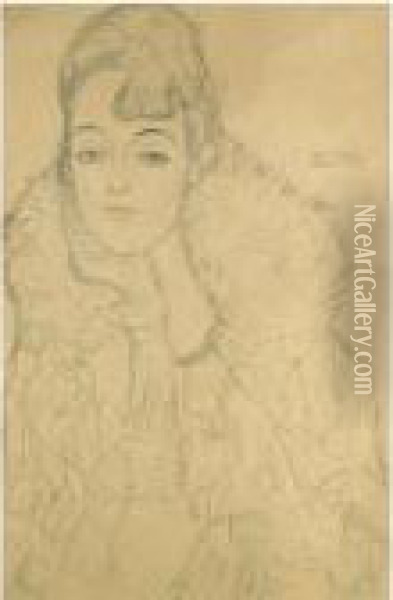 Brustbild Einer Dame Von Vorne (portrait Of A Lady, Frontal View) Oil Painting - Gustav Klimt