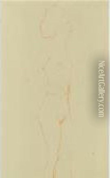 Standing Nude Female (hands On Hips) Oil Painting - Gustav Klimt