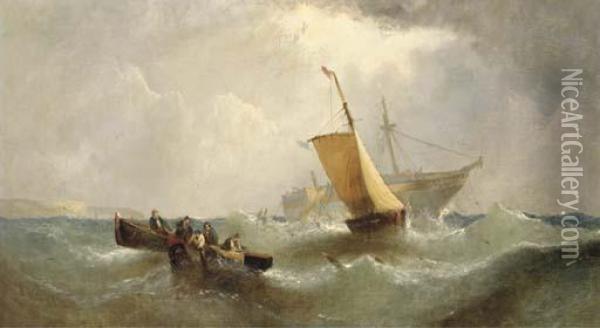 Salvaging The Wreck Oil Painting - William Calcott Knell