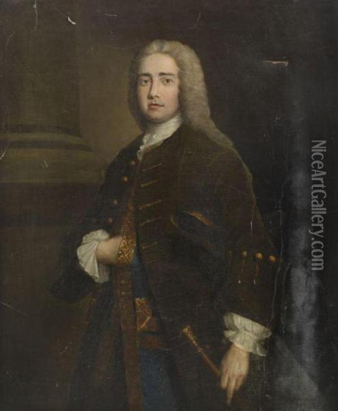 Portrait Of A Gentleman, Traditionally Identified As Sir Christopher Wren Oil Painting - Sir Godfrey Kneller
