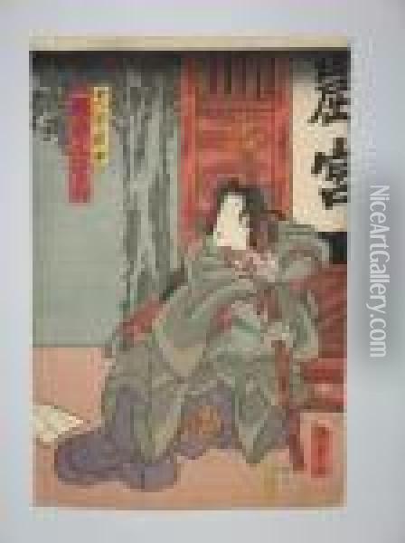 Scenes Du Theatre Kabuki Oil Painting - Kunisada