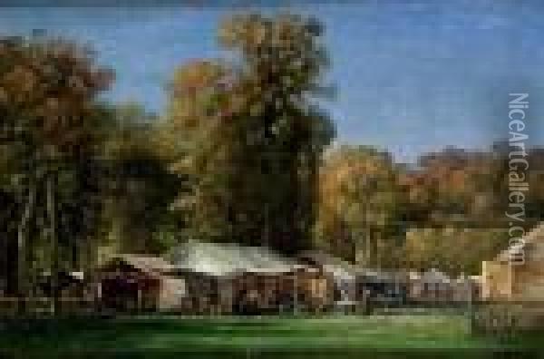 Fete Au Parc De Saint-cloud En 1875 Oil Painting - Charles Euphrasie Kuwasseg