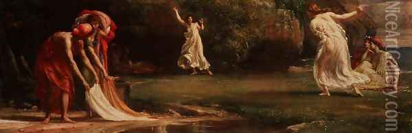 Nausicaa and her Maidens playing at ball Oil Painting - Sir Edward John Poynter