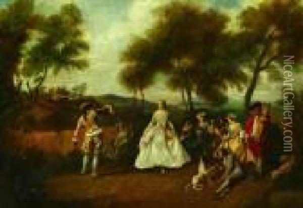 The Coquettish Dance In The Woods Oil Painting - Nicolas Lancret