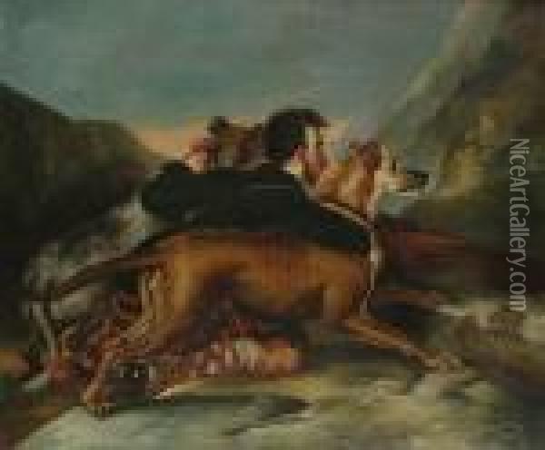 Holding Them Back Oil Painting - Landseer, Sir Edwin