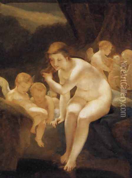 Venus Bathing c. 1810 Oil Painting - Pierre-Paul Prud'hon