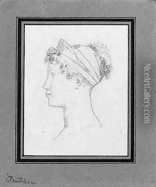 Portrait Empress Marie-Louise, seen in profile Oil Painting - Pierre-Paul Prud'hon