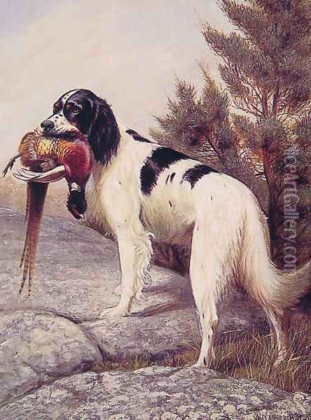 Hunting Dog with Pheasant Oil Painting - Alexander Pope