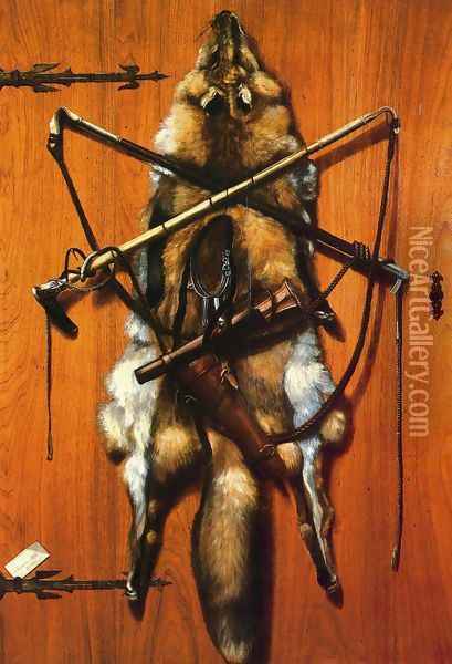 Still Life: Hunting Trophies - Red Fox Skin Oil Painting - Alexander Pope